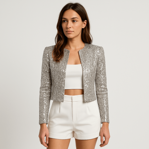 Women's Sequinned Evening Blazer — Elegant Structured Jacket for Formal Occasions & Festive Events | Koossa
