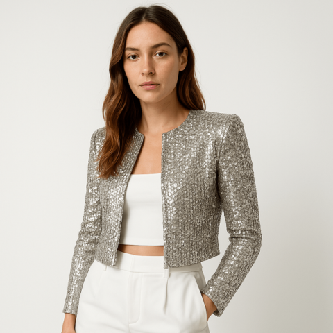 Women's Sequinned Evening Blazer — Elegant Structured Jacket for Formal Occasions & Festive Events | Koossa