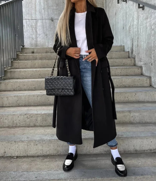 Women's Double-Breasted Classic Coat — Timeless Outerwear for Autumn & Winter Smart Occasions | Koossa