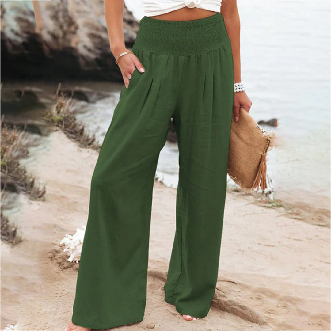 Women's Elasticated Wide-Leg Summer Trousers — Comfortable Casual Trousers for Warm Weather & Everyday Wear | Koossa