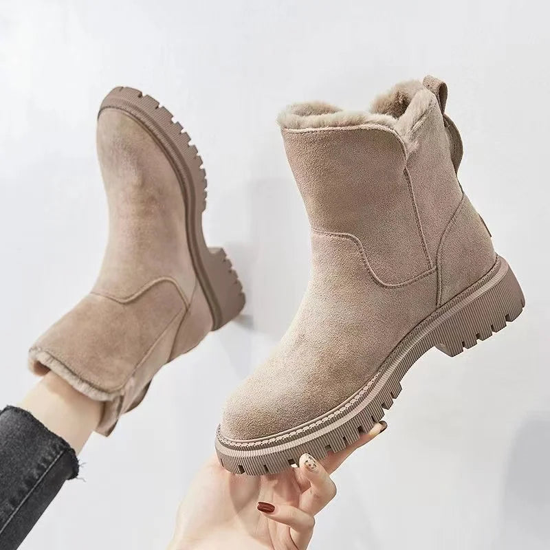 Women's Faux Fur Lined Ankle Boots — Winter Boots with Side Zipper for Cold Weather & Everyday Wear | Koossa