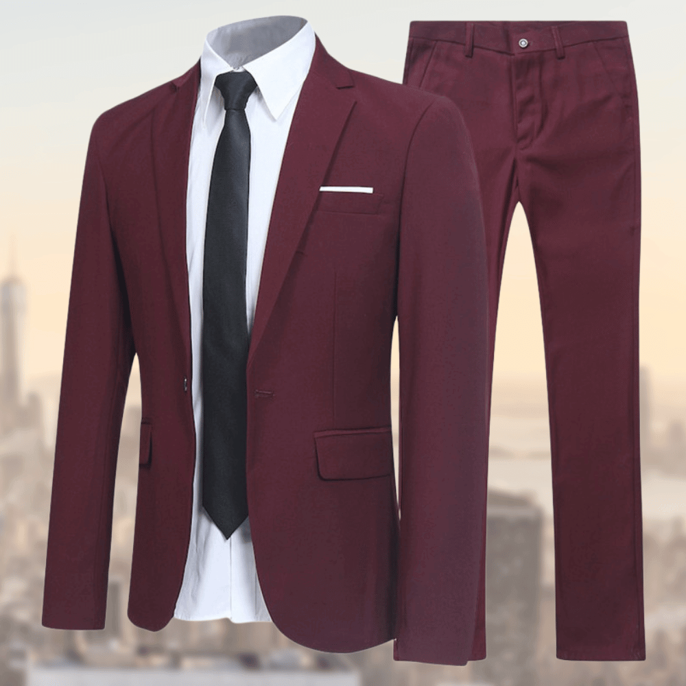 Men's Navy Slim-Fit Three-Piece Suit — Tailored Blazer, Waistcoat & Trousers for Business & Formal Occasions | Koossa