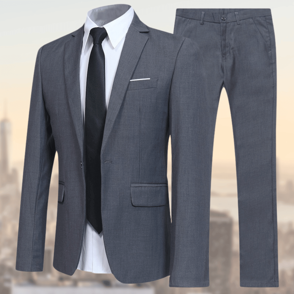 Men's Navy Slim-Fit Three-Piece Suit — Tailored Blazer, Waistcoat & Trousers for Business & Formal Occasions | Koossa