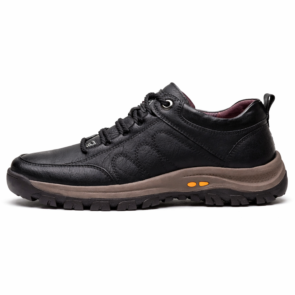 Men's Black Leather Lace-Up Shoes — Classic Orthopedic Shoes for Work & Everyday Comfort | Koossa