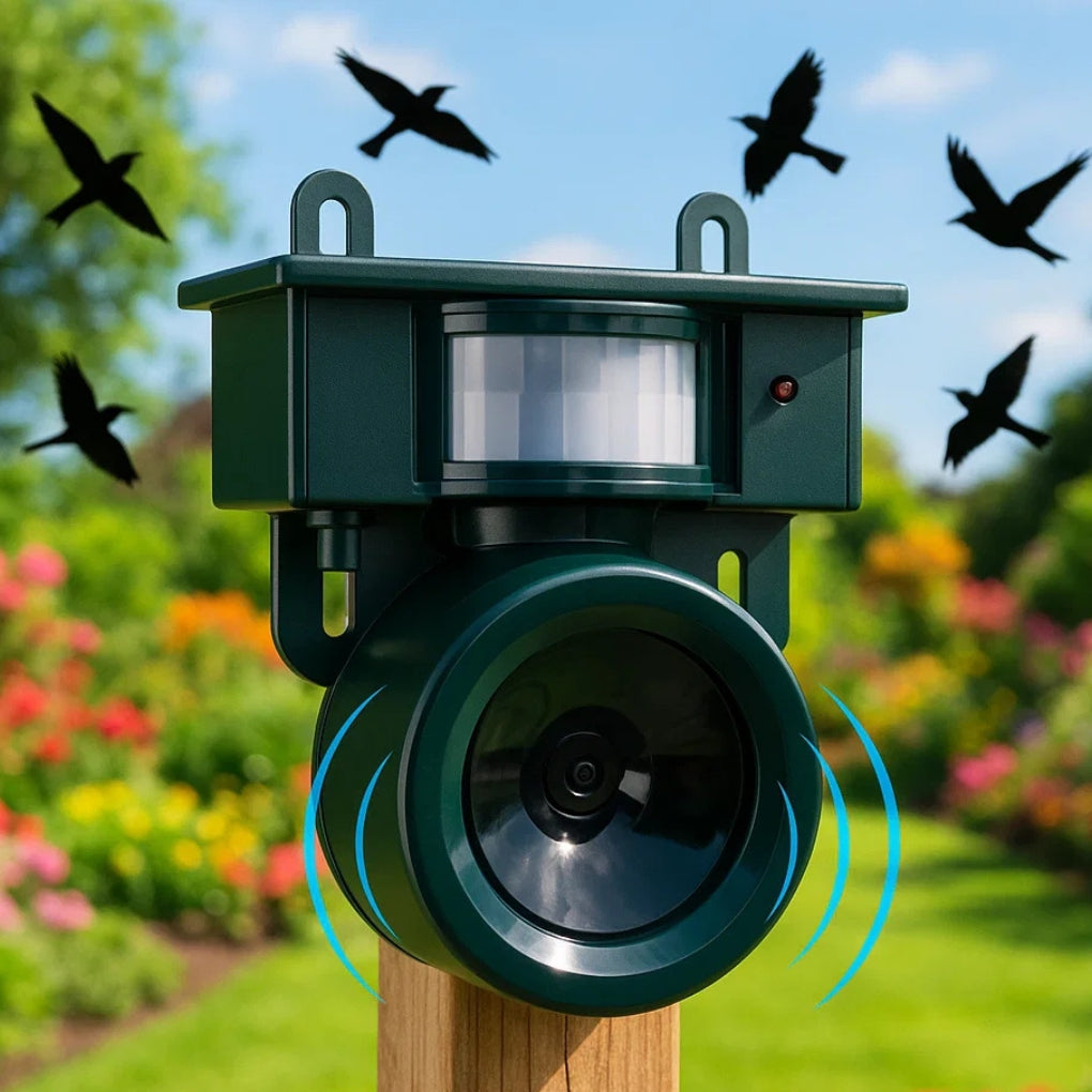 Répulsif à Oiseaux à Détecteur de Mouvement Ultrasonique pour Jardin et Toiture Anti-Corbeaux et Pigeons | Koossa