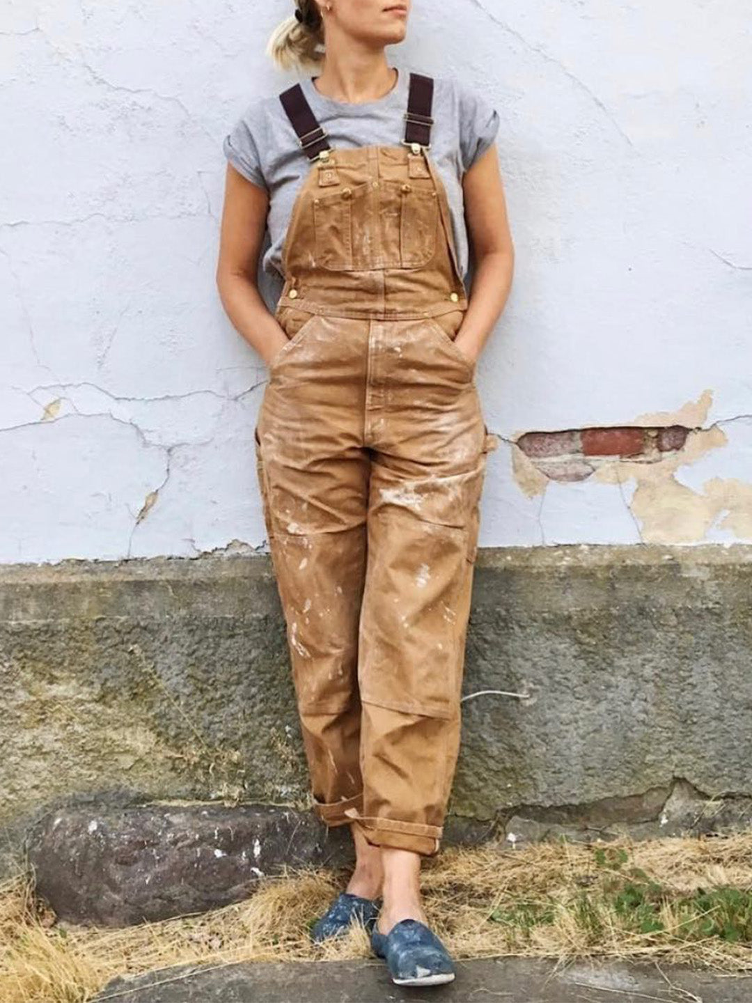 Men's Canvas Work Dungarees — Heavy-Duty Bib Overalls with Adjustable Braces & Multi-Pocket Design | Koossa