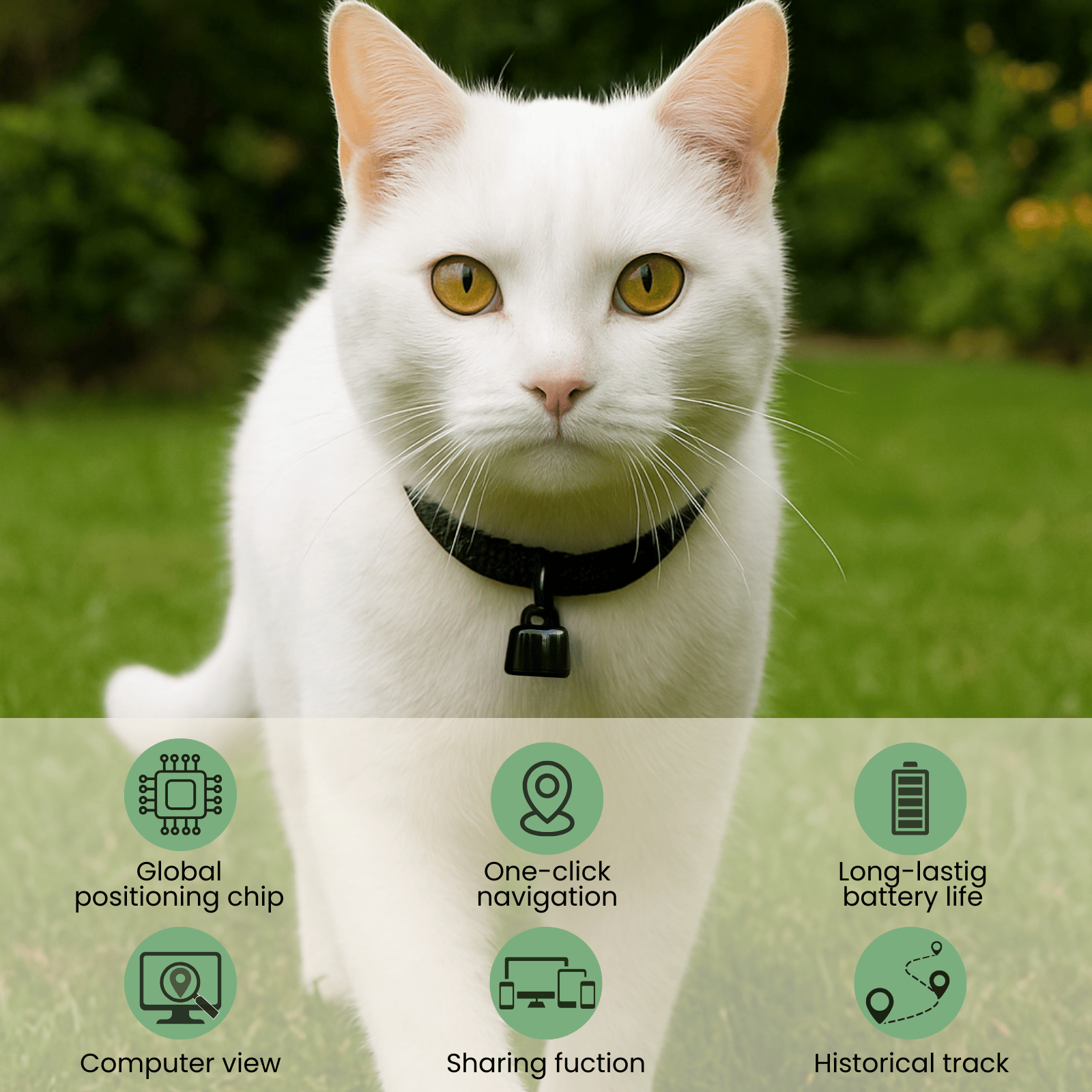 Pet Tracker Mini Bluetooth 2.7g Velvet Collar Bell Geofence iOS Android Cat Dog Bird Small Pets No SIM No Subscription | Koossa