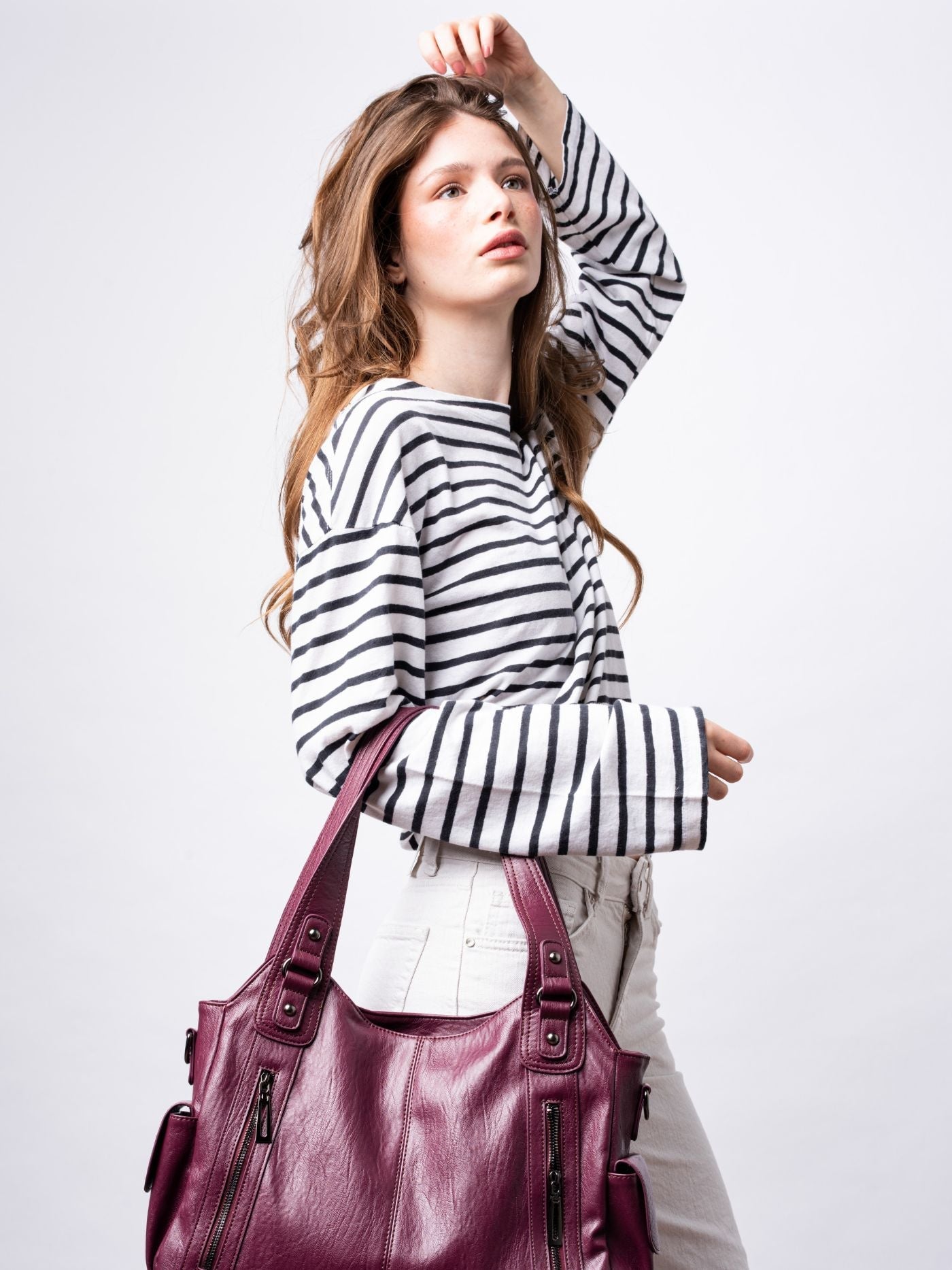 Structured Leather-Look Tote with Detachable Crossbody Strap in Black for Work and Weekend | Koossa