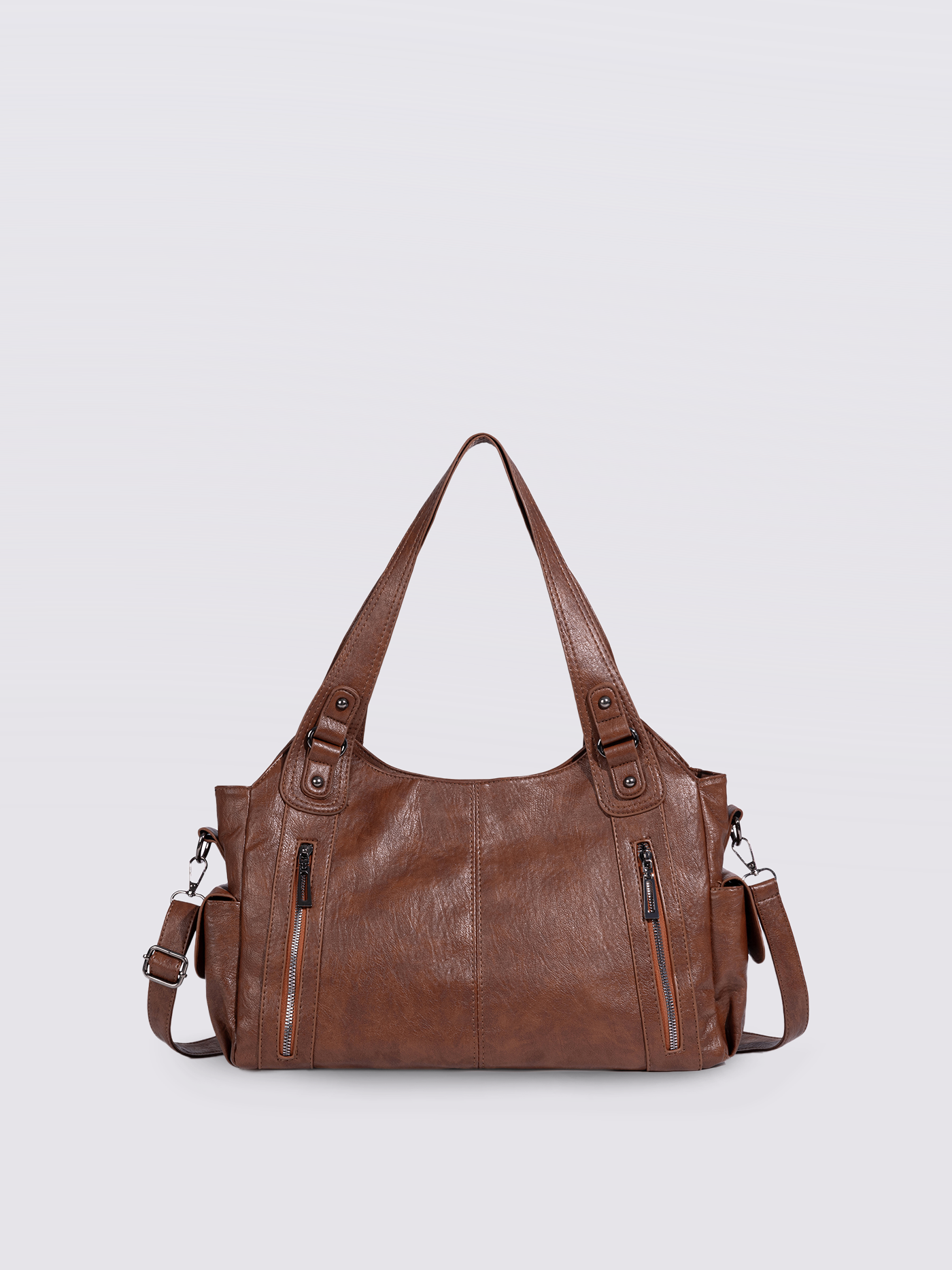 Structured Leather-Look Tote with Detachable Crossbody Strap in Black for Work and Weekend | Koossa