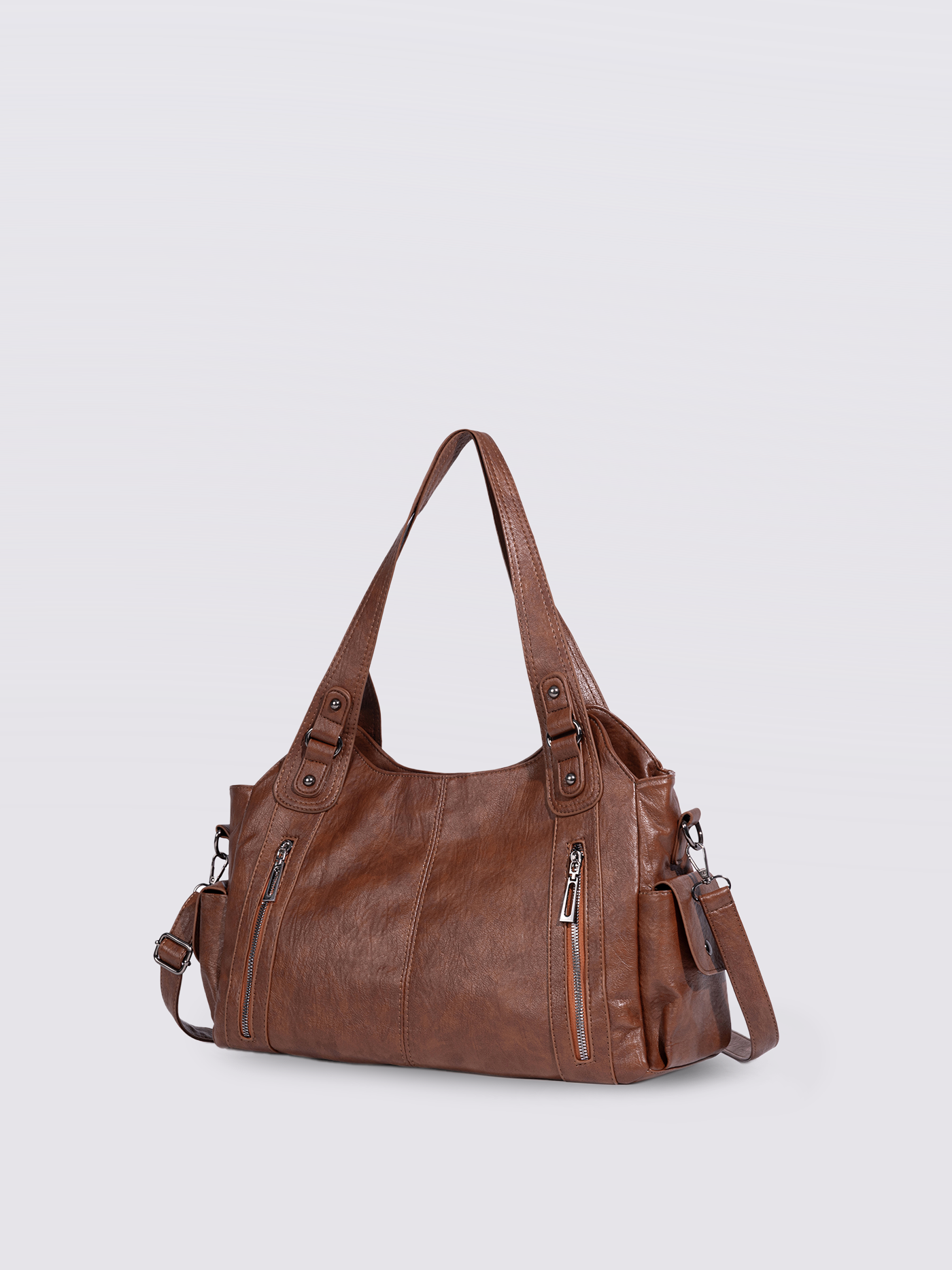 Structured Leather-Look Tote with Detachable Crossbody Strap in Black for Work and Weekend | Koossa