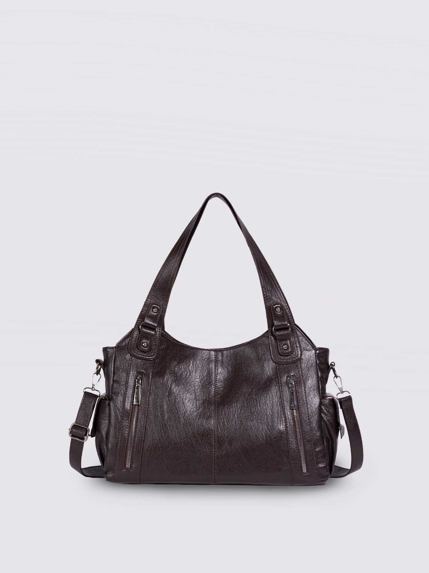 Structured Leather-Look Tote with Detachable Crossbody Strap in Black for Work and Weekend | Koossa