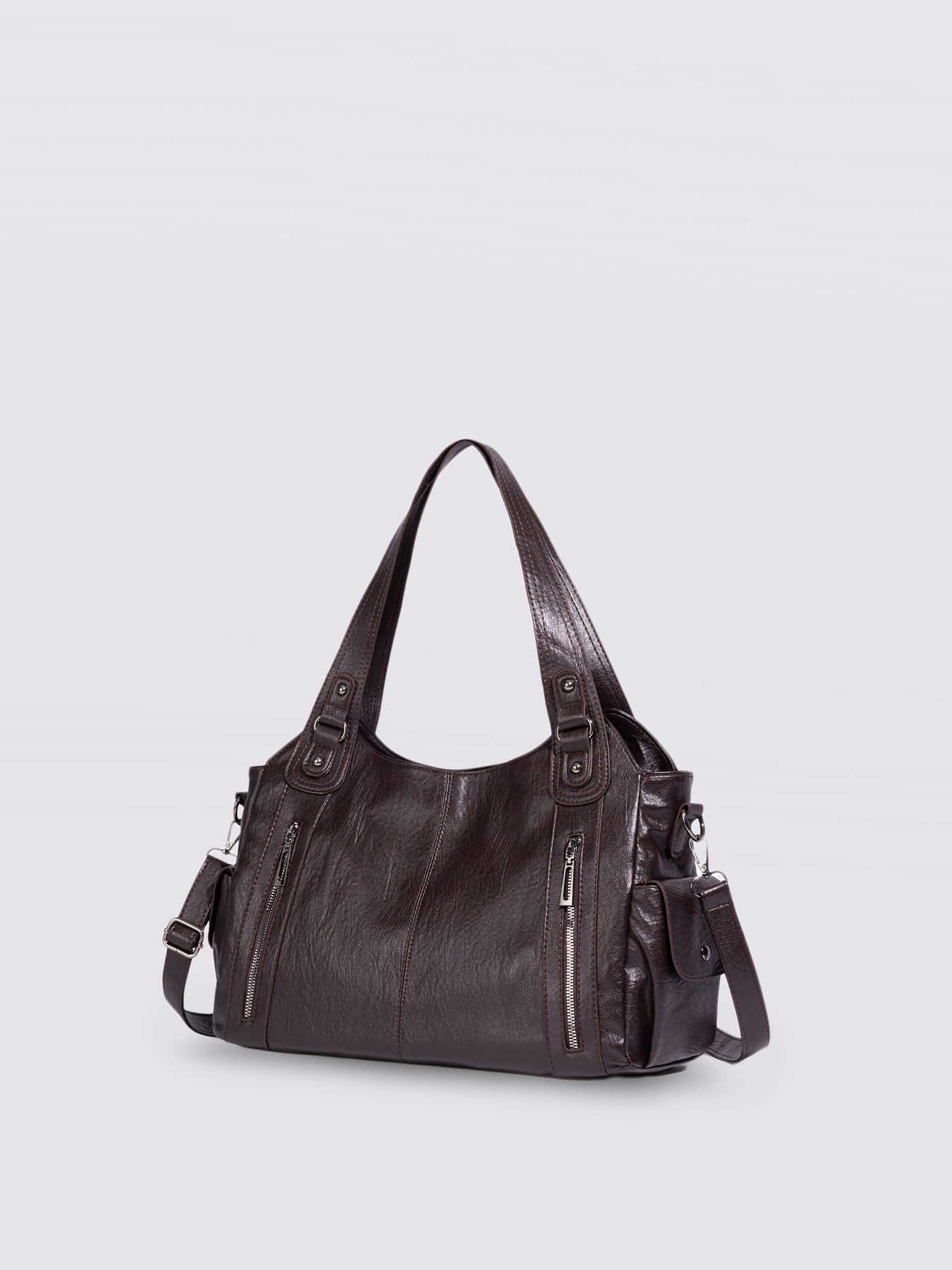 Structured Leather-Look Tote with Detachable Crossbody Strap in Black for Work and Weekend | Koossa