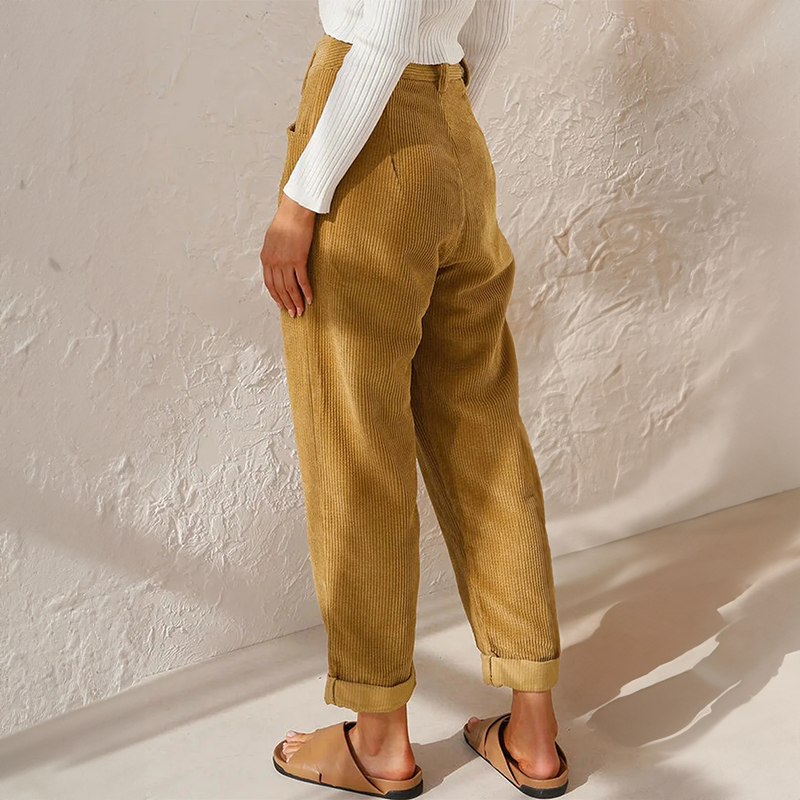 Women's High-Waisted Wide-Leg Trousers in Cotton Blend — Relaxed Fit for Warm Weather | Elegant Tailored Palazzo Trousers for Summer Days, Garden Parties, Casual Events, Resort Wear | Koossa