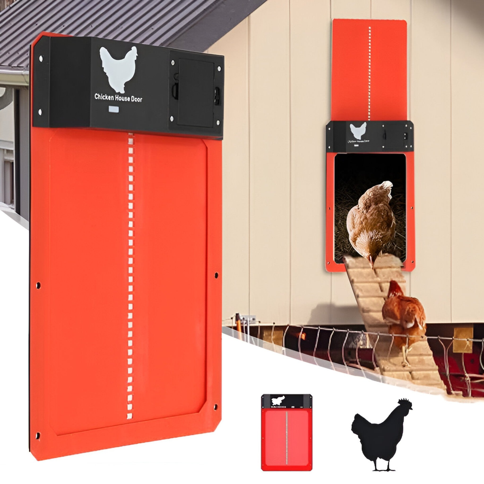 Automatic Chicken Coop Door Light Sensor Timer Battery Powered Weatherproof Green Coop Door Opener Poultry Safety | Koossa