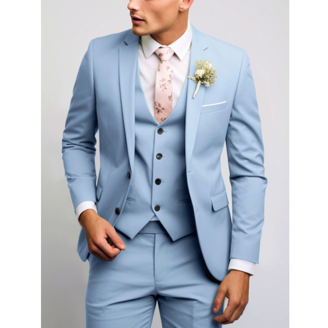 Men's Three-Piece Suit with Waistcoat — Elegant Formal Suit for Weddings, Meetings & Special Occasions | Koossa
