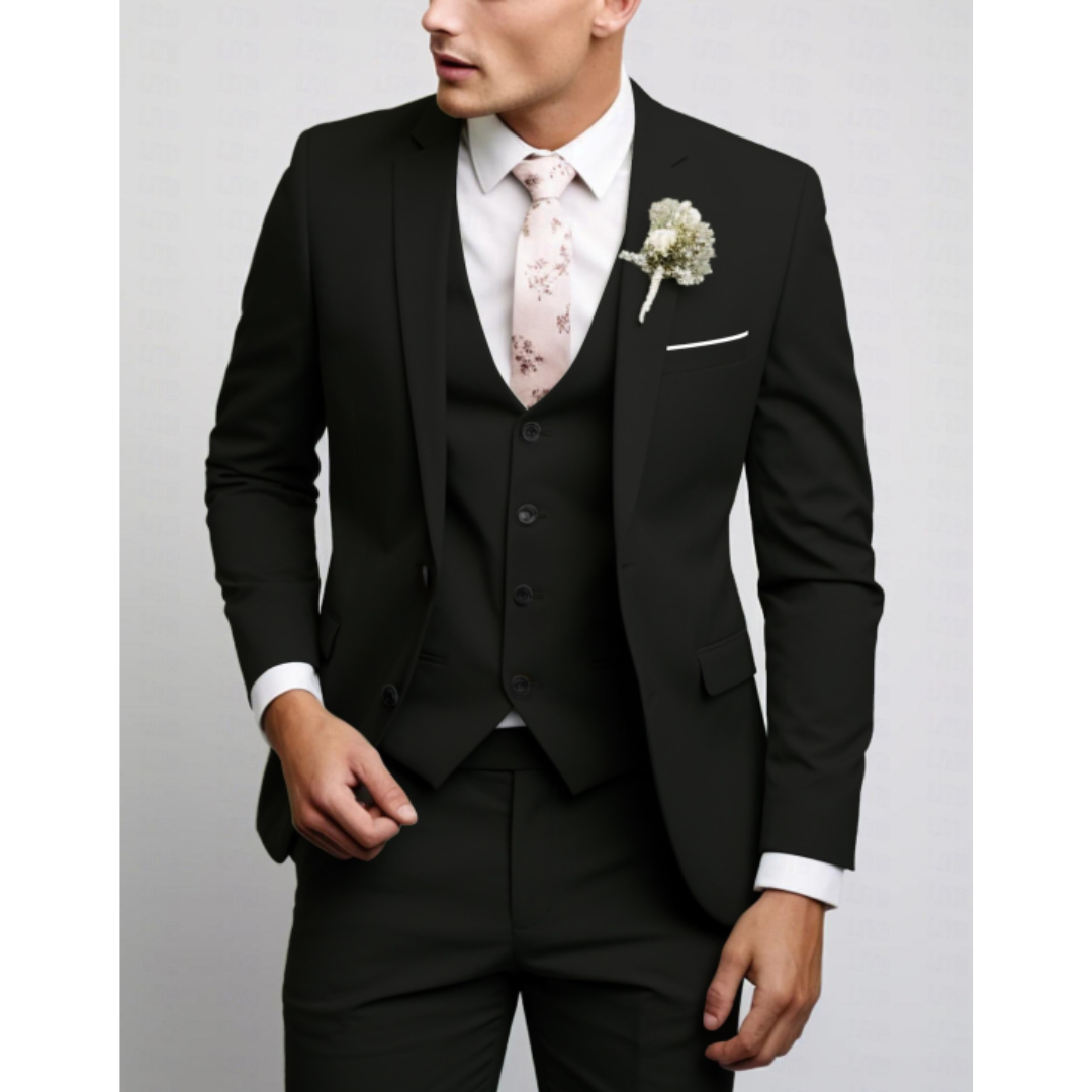 Men's Three-Piece Suit with Waistcoat — Elegant Formal Suit for Weddings, Meetings & Special Occasions | Koossa