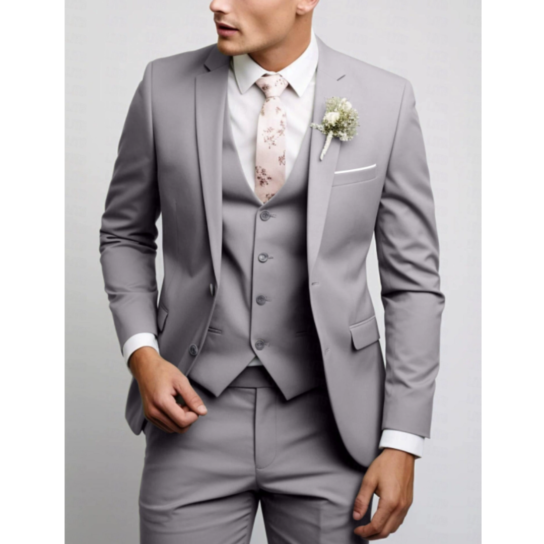 Men's Three-Piece Suit with Waistcoat — Elegant Formal Suit for Weddings, Meetings & Special Occasions | Koossa