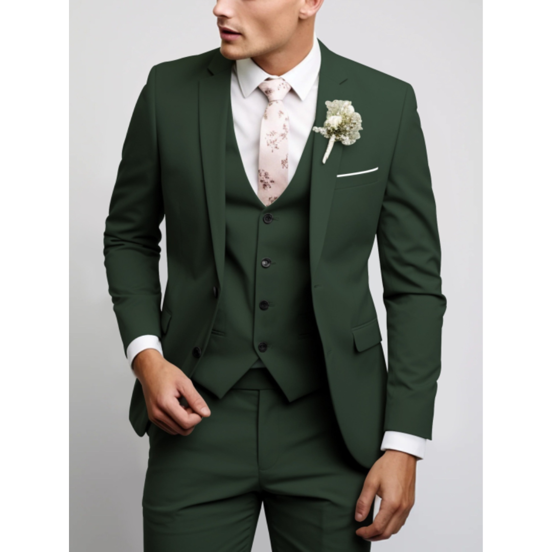 Men's Three-Piece Suit with Waistcoat — Elegant Formal Suit for Weddings, Meetings & Special Occasions | Koossa