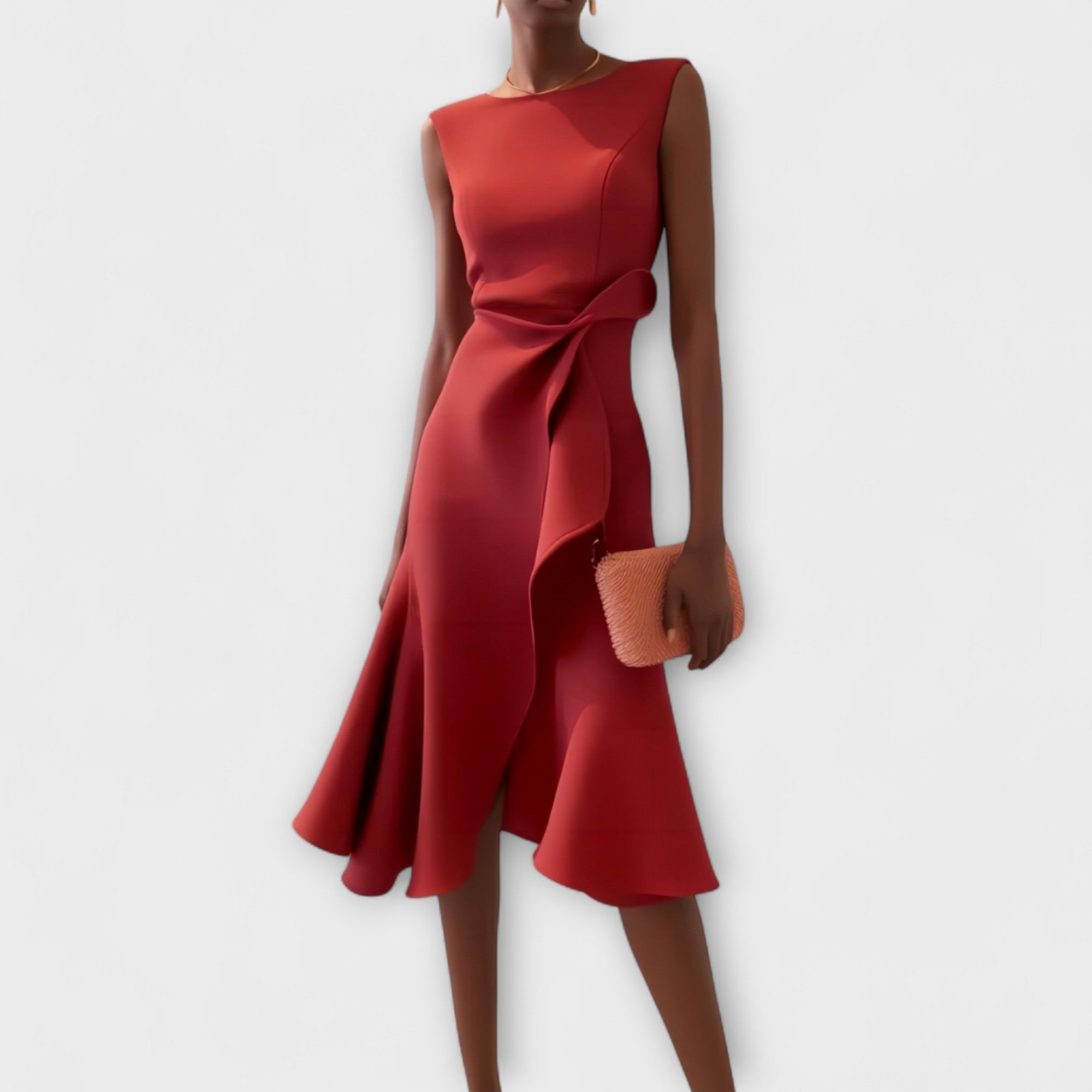 Women's Asymmetric Midi Dress — Elegant Evening Dress for Wedding Guests & Special Occasions | Koossa