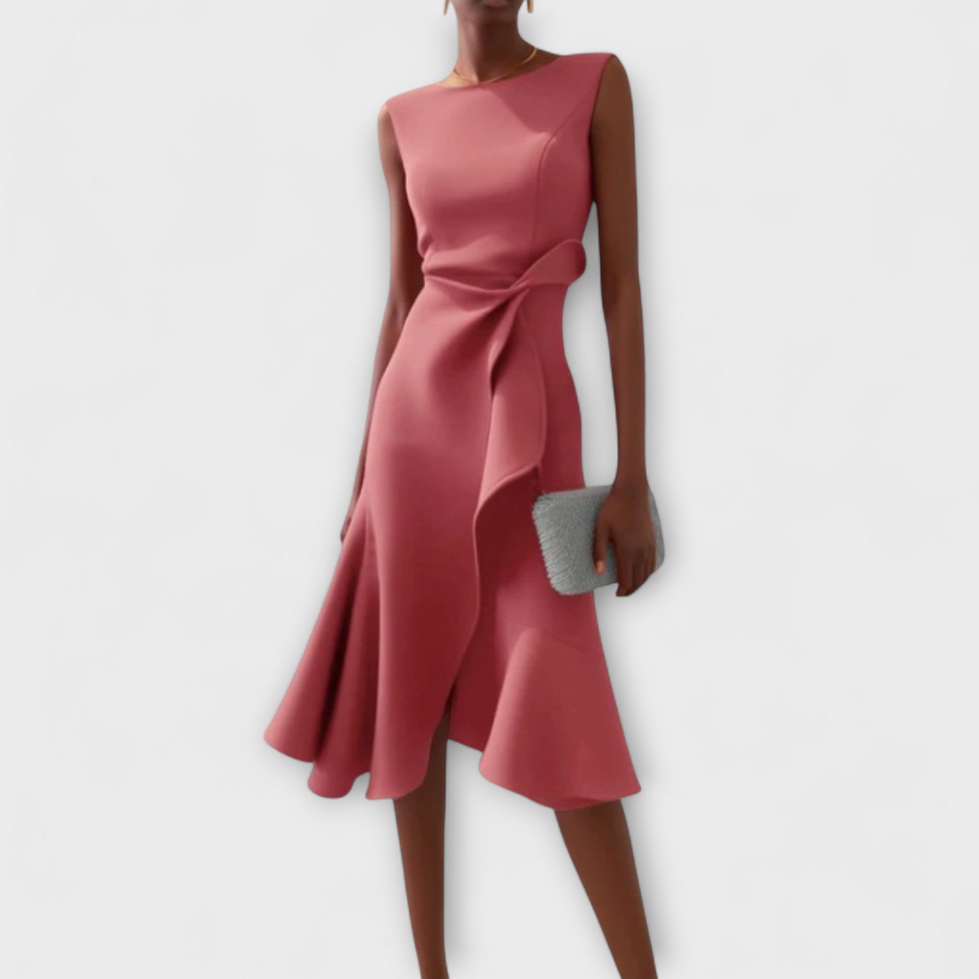Women's Asymmetric Midi Dress — Elegant Evening Dress for Wedding Guests & Special Occasions | Koossa