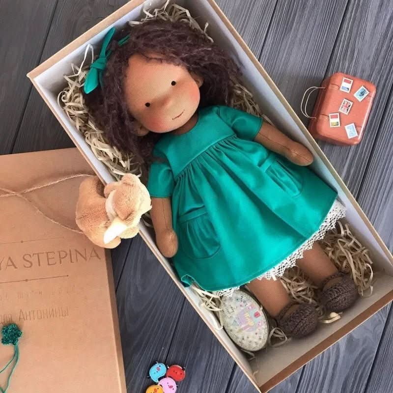 Handmade Cotton Waldorf Doll, Soft Cloth Baby Doll for Toddlers & Preschoolers, Natural Fabric Stuffed Toy for Imaginative Play | Lonoma