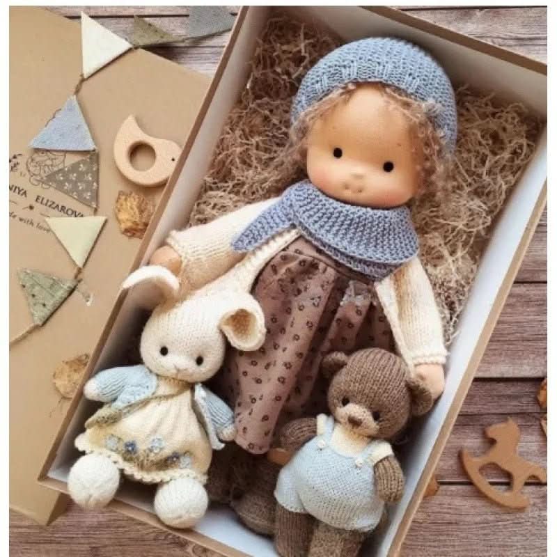 Handmade Cotton Waldorf Doll, Soft Cloth Baby Doll for Toddlers & Preschoolers, Natural Fabric Stuffed Toy for Imaginative Play | Lonoma