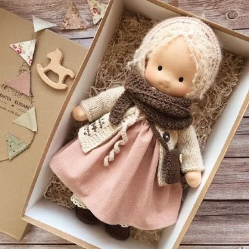 Handmade Cotton Waldorf Doll, Soft Cloth Baby Doll for Toddlers & Preschoolers, Natural Fabric Stuffed Toy for Imaginative Play | Lonoma