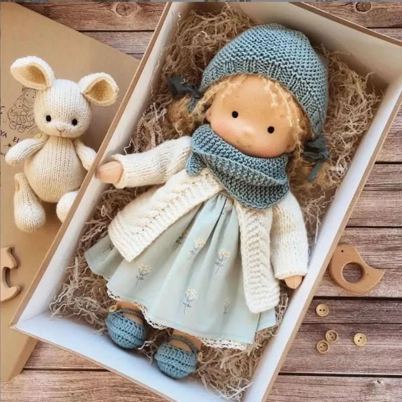 Handmade Cotton Waldorf Doll, Soft Cloth Baby Doll for Toddlers & Preschoolers, Natural Fabric Stuffed Toy for Imaginative Play | Lonoma