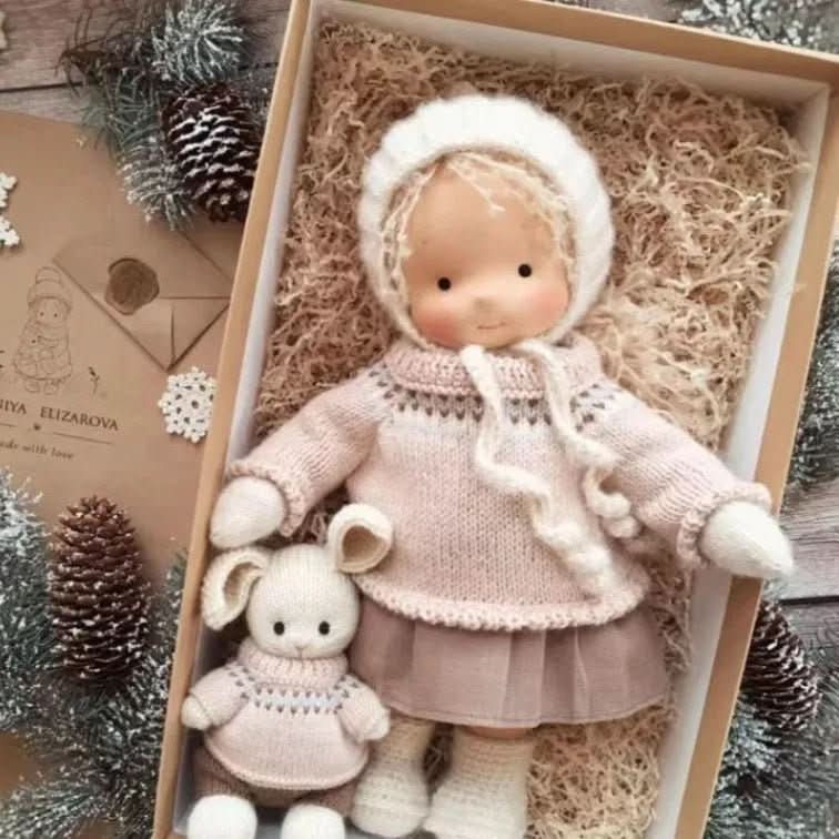 Handmade Cotton Waldorf Doll, Soft Cloth Baby Doll for Toddlers & Preschoolers, Natural Fabric Stuffed Toy for Imaginative Play | Lonoma