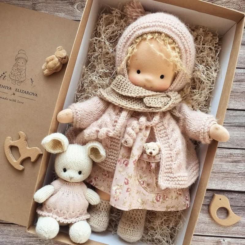 Handmade Cotton Waldorf Doll, Soft Cloth Baby Doll for Toddlers & Preschoolers, Natural Fabric Stuffed Toy for Imaginative Play | Lonoma
