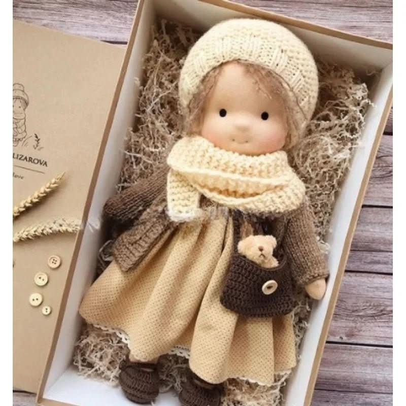 Handmade Cotton Waldorf Doll, Soft Cloth Baby Doll for Toddlers & Preschoolers, Natural Fabric Stuffed Toy for Imaginative Play | Lonoma