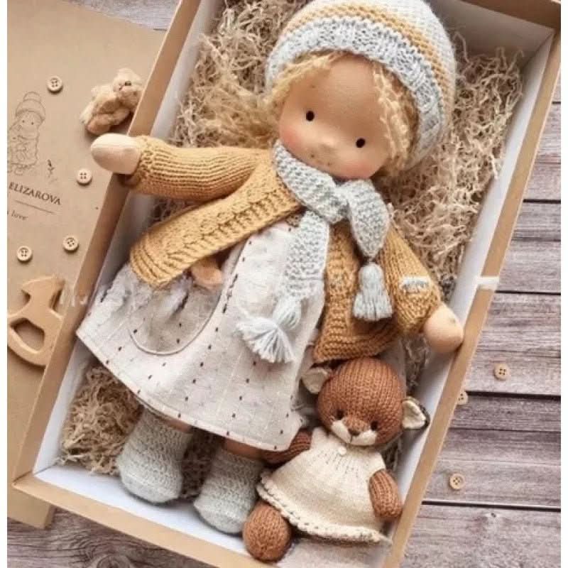 Handmade Cotton Waldorf Doll, Soft Cloth Baby Doll for Toddlers & Preschoolers, Natural Fabric Stuffed Toy for Imaginative Play | Lonoma