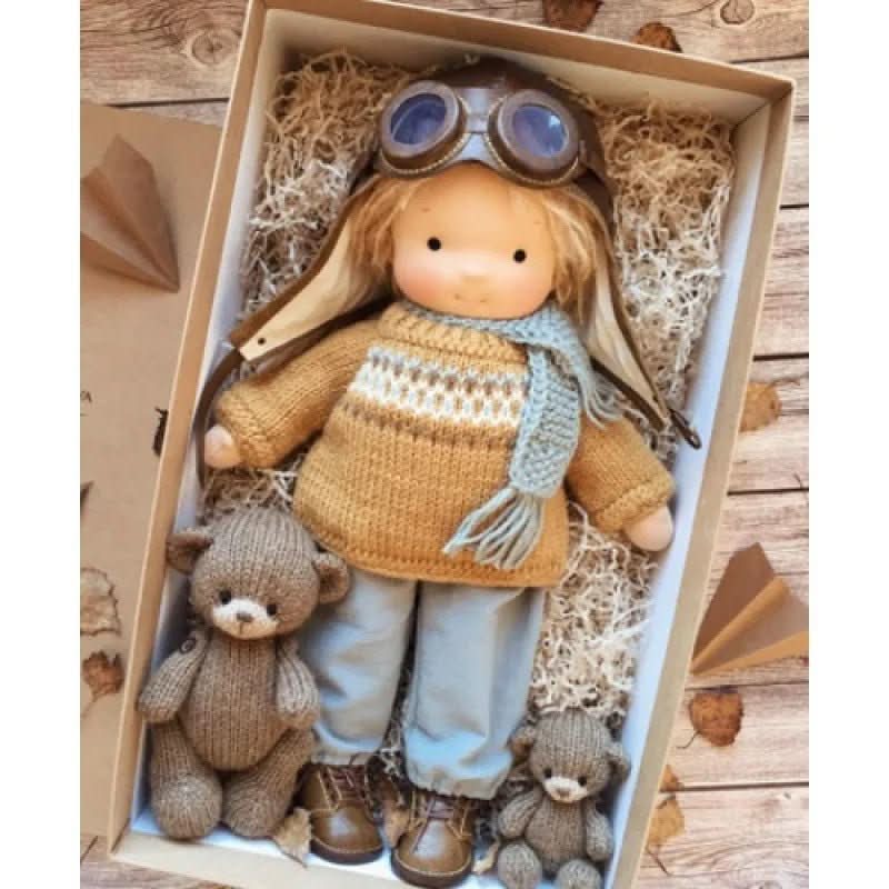 Handmade Cotton Waldorf Doll, Soft Cloth Baby Doll for Toddlers & Preschoolers, Natural Fabric Stuffed Toy for Imaginative Play | Lonoma