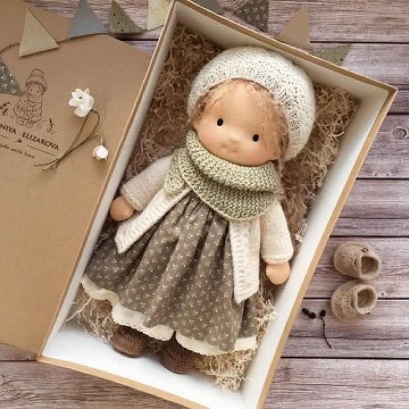 Handmade Cotton Waldorf Doll, Soft Cloth Baby Doll for Toddlers & Preschoolers, Natural Fabric Stuffed Toy for Imaginative Play | Lonoma