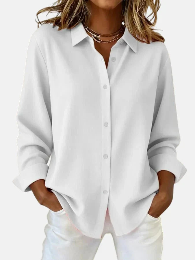 Classic Button Collar Blouse in Lightweight Cotton for Women | Timeless Design with Relaxed Fit and Elegant Detailing | Available in Vibrant and Neutral Shades | Koossa