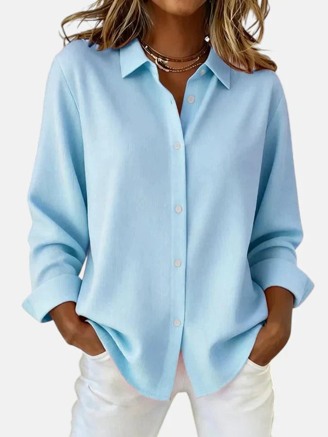 Classic Button Collar Blouse in Lightweight Cotton for Women | Timeless Design with Relaxed Fit and Elegant Detailing | Available in Vibrant and Neutral Shades | Koossa