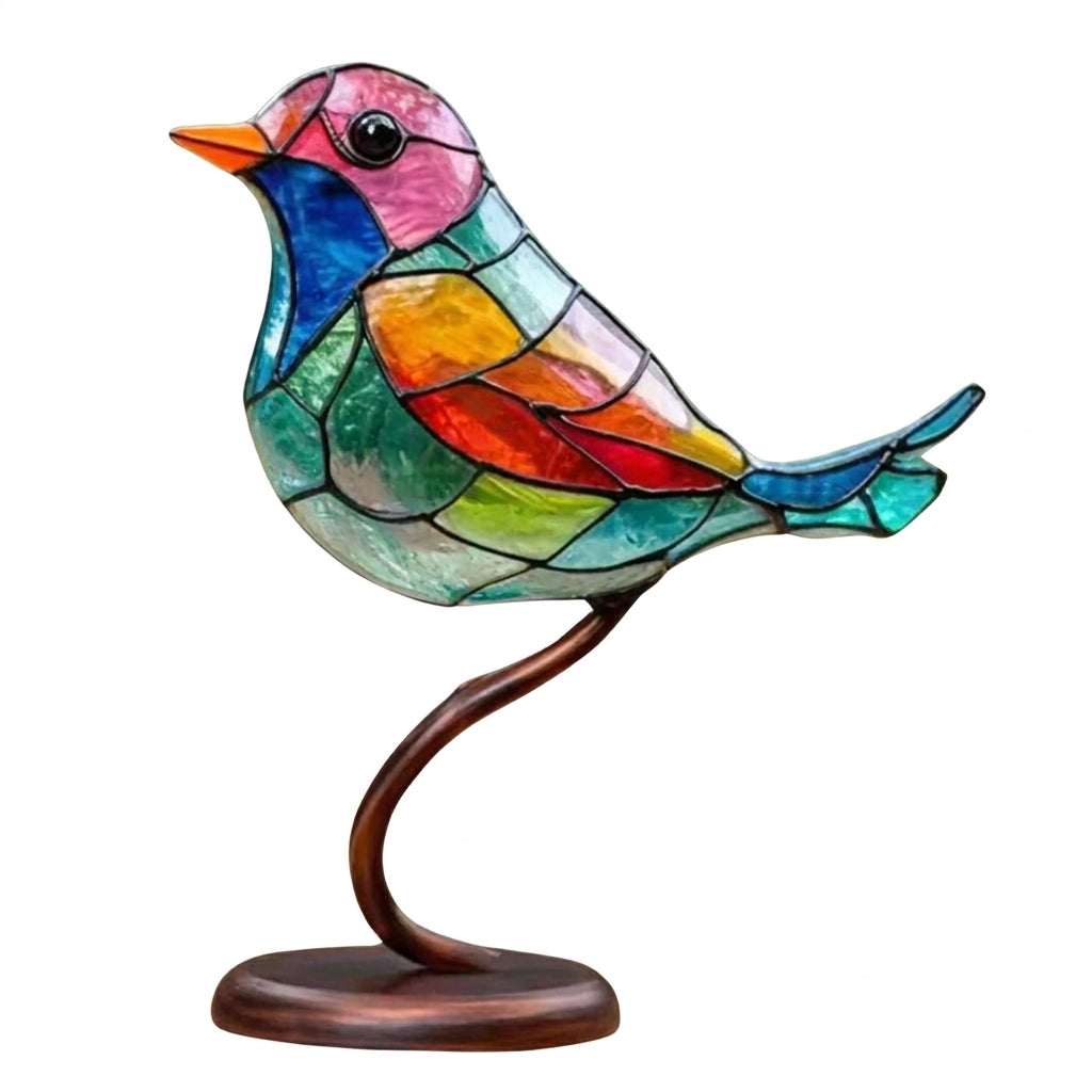 Oiseaux en Verre Soufflé sur Branchage — Figurines Décoratives Colorées pour Bureau et Rebord de Fenêtre | Koossa