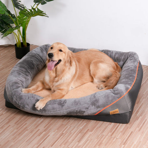 Orthopedic Dog Bed Nest Bolster Washable Grey Orange Large XL 2XL 3XL Joint Support Memory Foam Dog Sofa Bed Removable Cover | Koossa