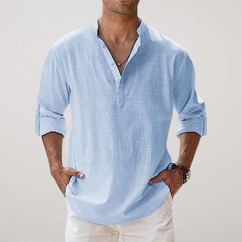 Relaxed Linen Blend Shirt in Classic Colours for Warm Days and Coastal Escapes | Koossa
