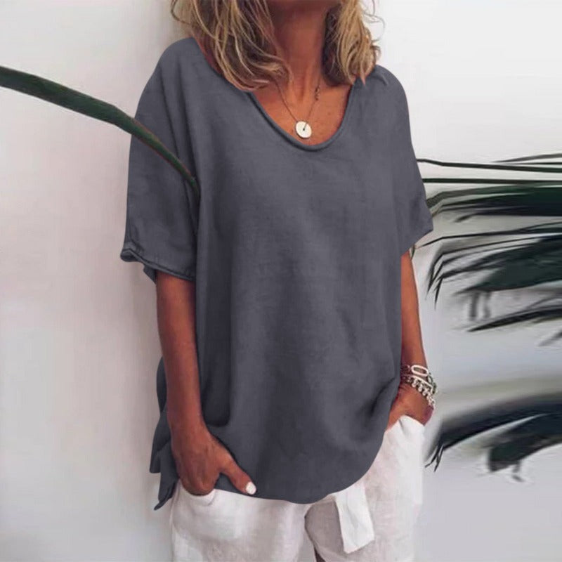 Women's Flowing V-Neck Blouse in Lightweight Drape Fabric – Refined Silhouette for Daywear and Elegant Occasions | Koossa