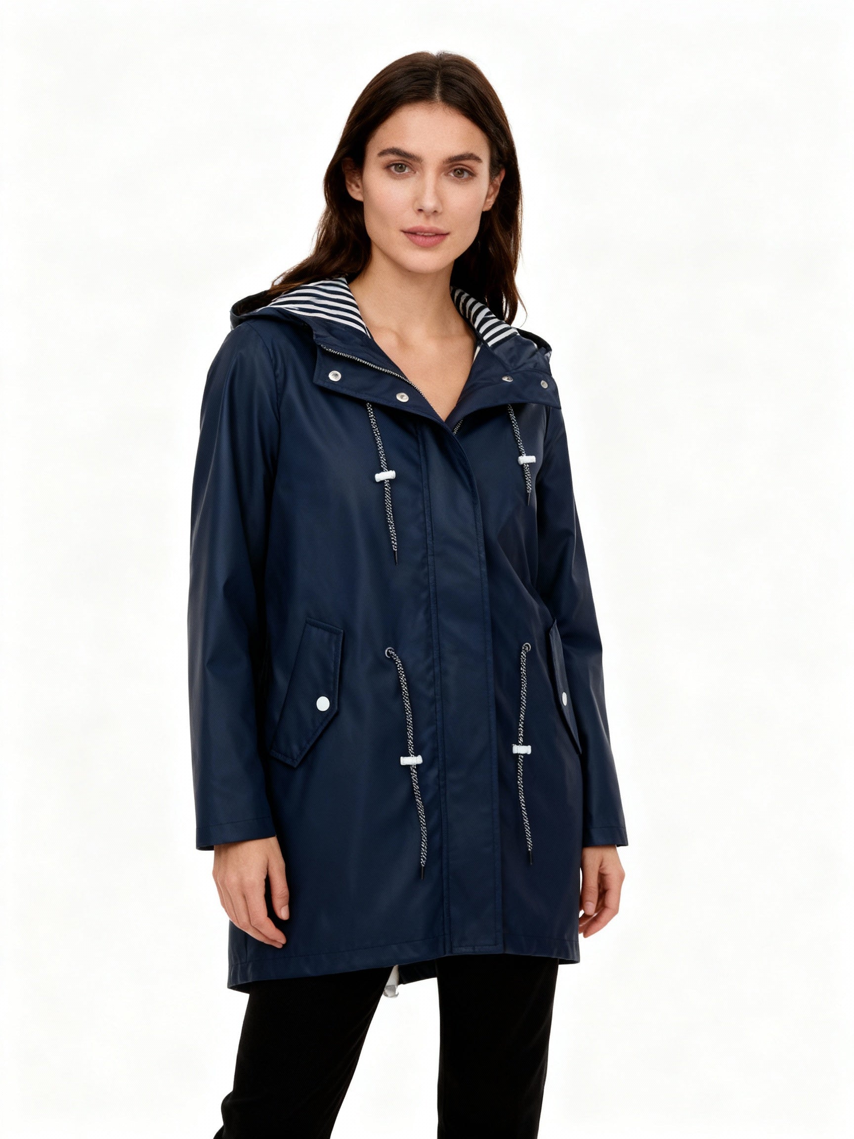 Women's Hooded Parka Coat with Adjustable Waist — Weatherproof Outerwear for Spring & Autumn | Koossa