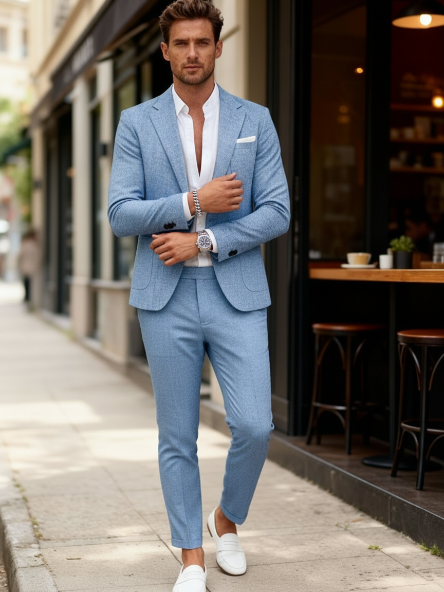 Men's Slim-Fit Two-Piece Suit — Tailored Notch-Lapel Jacket & Tapered Trousers for Formal & Smart-Casual Occasions | Koossa