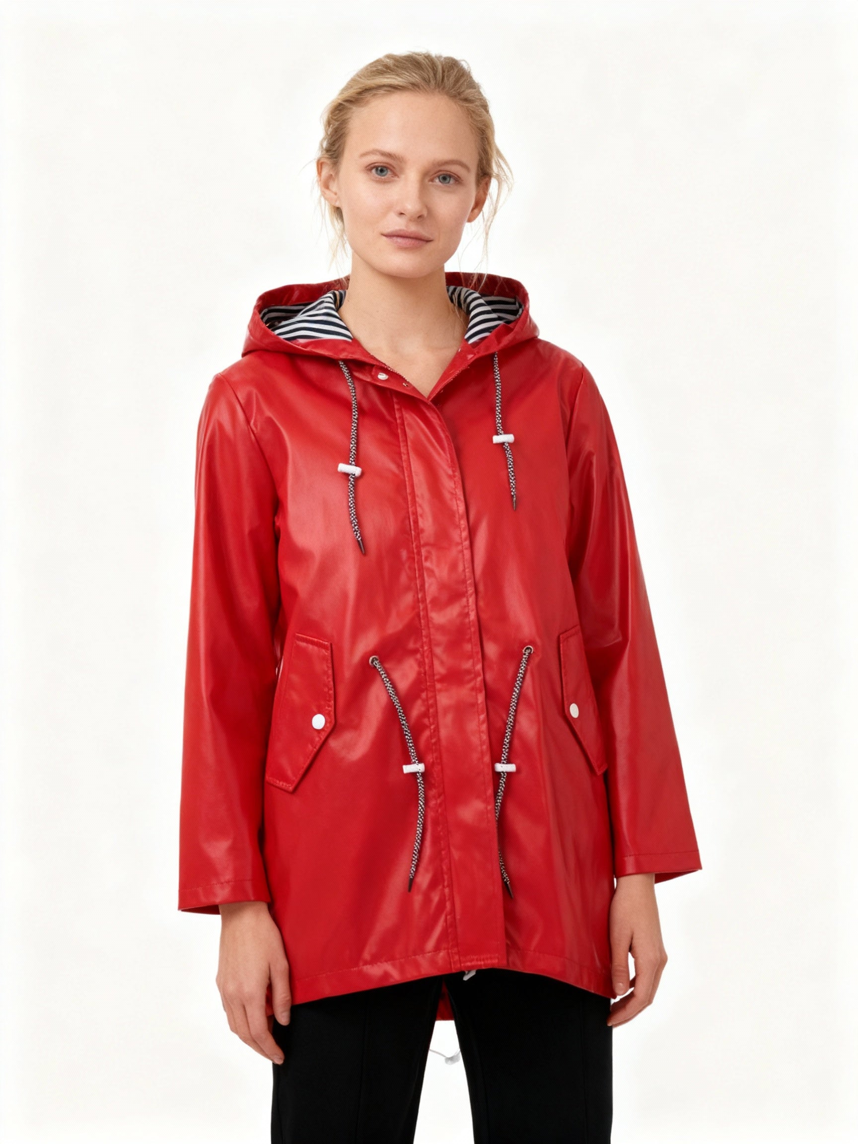 Women's Hooded Parka Coat with Adjustable Waist — Weatherproof Outerwear for Spring & Autumn | Koossa