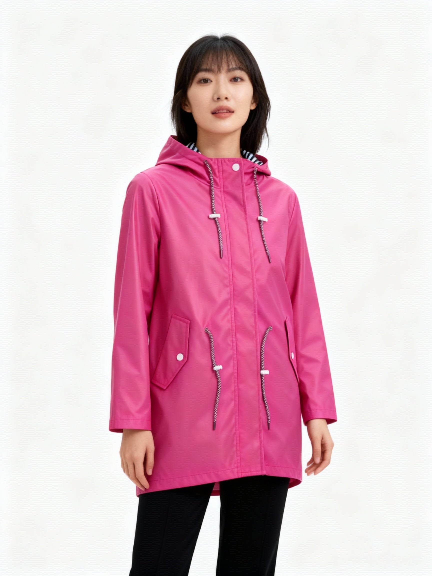 Women's Hooded Parka Coat with Adjustable Waist — Weatherproof Outerwear for Spring & Autumn | Koossa