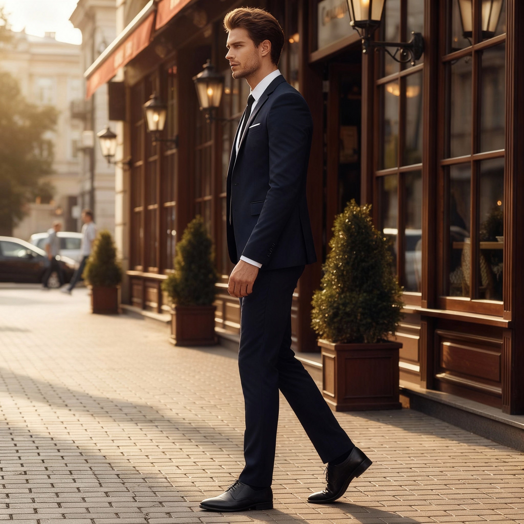 Men's Navy Slim-Fit Three-Piece Suit — Tailored Blazer, Waistcoat & Trousers for Business & Formal Occasions | Koossa