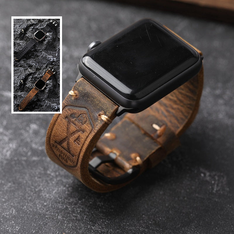 Vintage Apple Watch Strap with Stainless Steel Adapters — Handcrafted Watch Band for Everyday Wear | Koossa