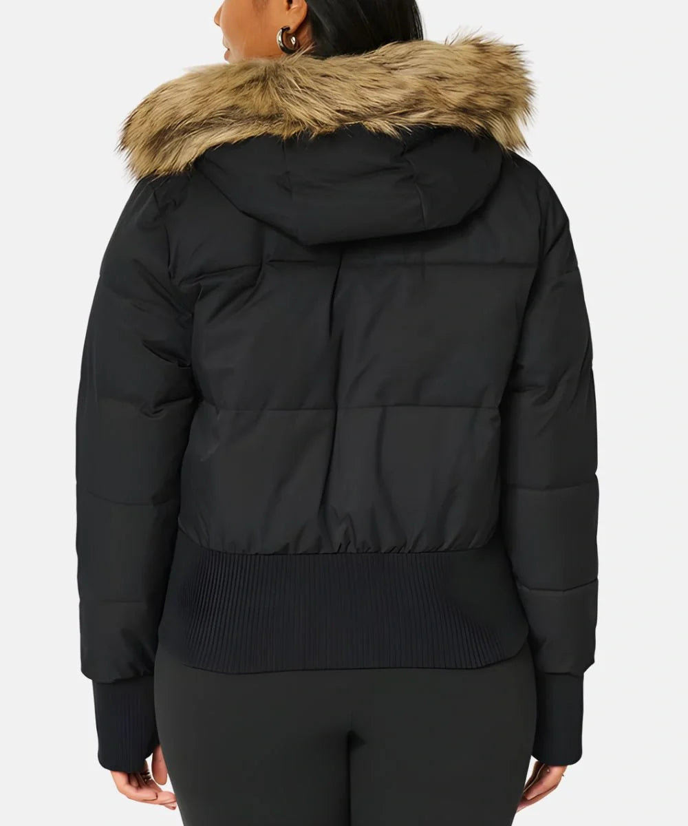Women's Quilted Winter Puffer Jacket with Detachable Faux Fur Hood — Insulated Warm Coat for Autumn & Winter | Koossa