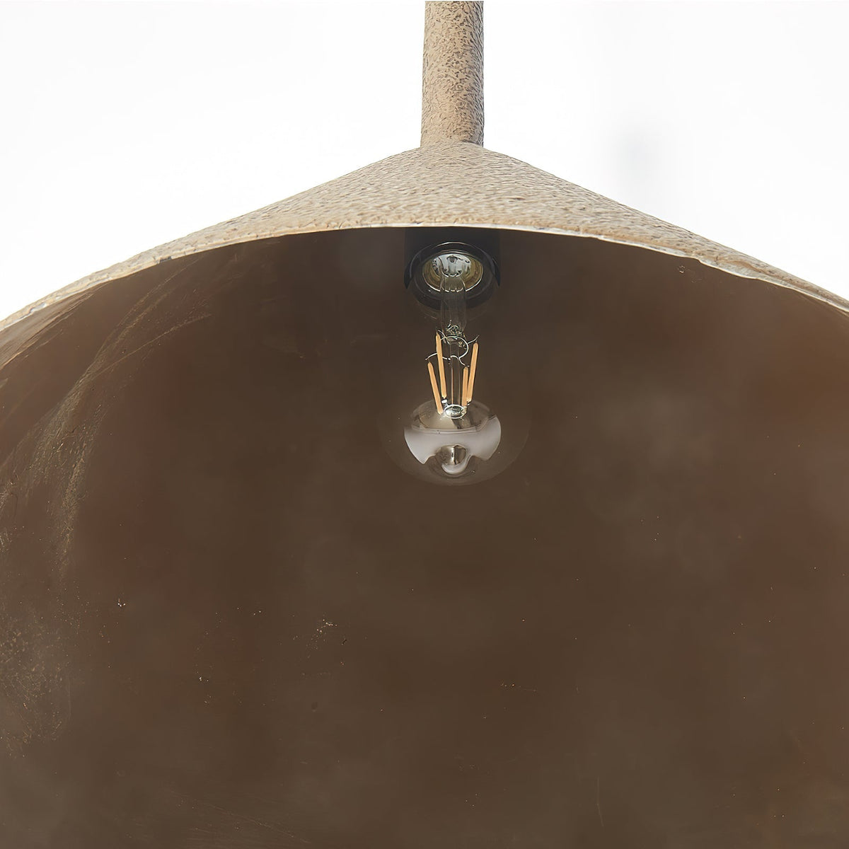 Hammered Iron Pendant Light, 18 in Cone Shade, Aged Bronze Adjustable Hanging Fixture for Dining Table, Kitchen Island & Entryway | Lonoma