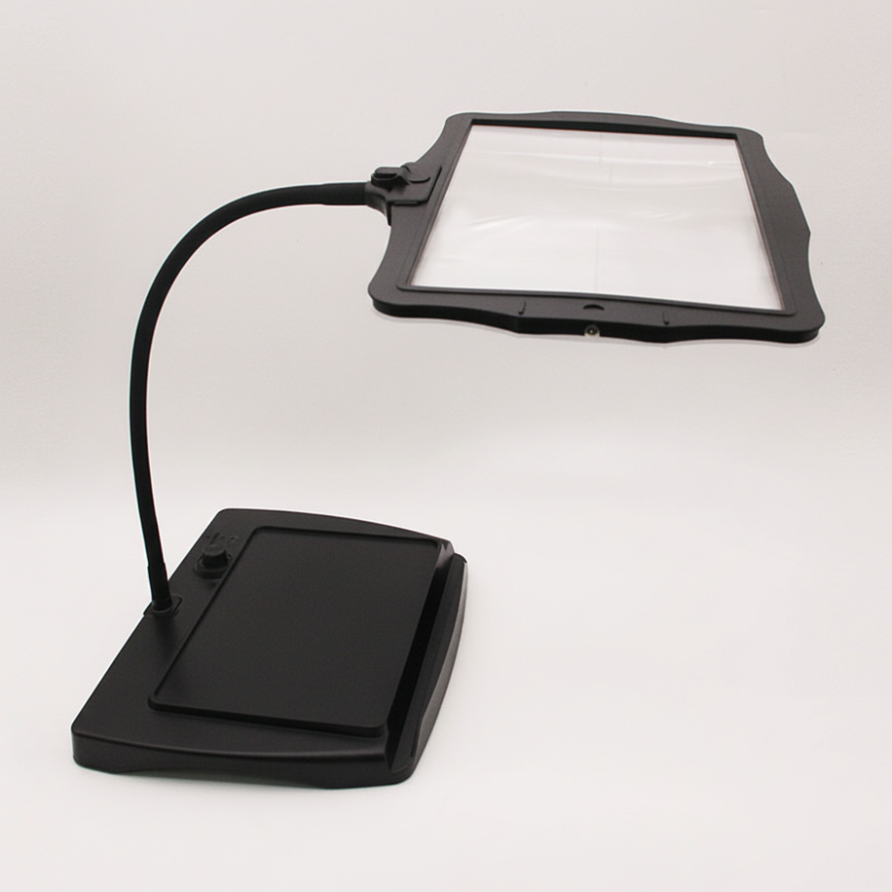 Rechargeable LED Magnifying Lamp 3x Hands-Free Gooseneck Reading Light for Crafts, Sewing, Embroidery & Close Work, Black or White | Lonoma