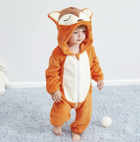 Baby Animal Onesie Costume with Hood, Full-Zip Fleece Romper Jumpsuit for Infants & Toddlers, Cozy Loungewear, Playdates & Photo Shoots | Lonoma